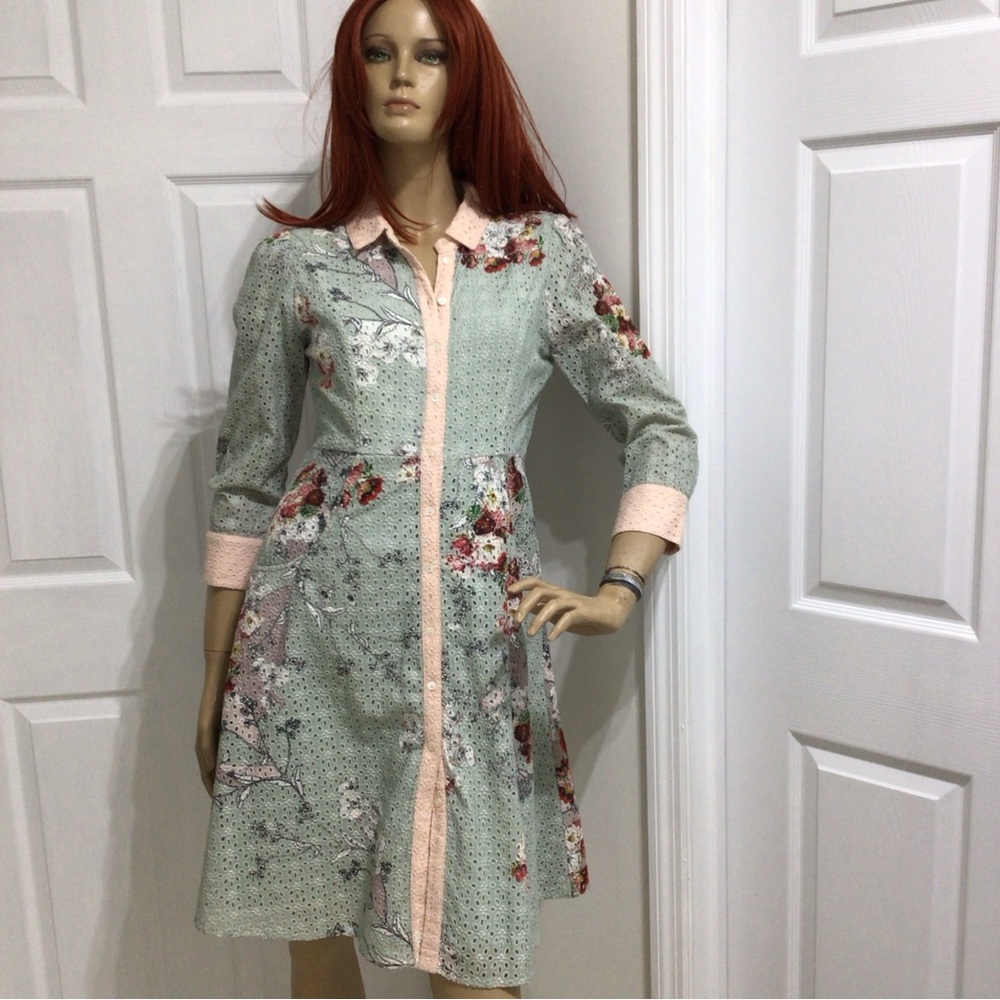ATHROPOLOGIE VARUN BAHL BLOOMED EYELET DRESS SIZE 6 EUC - Picture 4 of 13